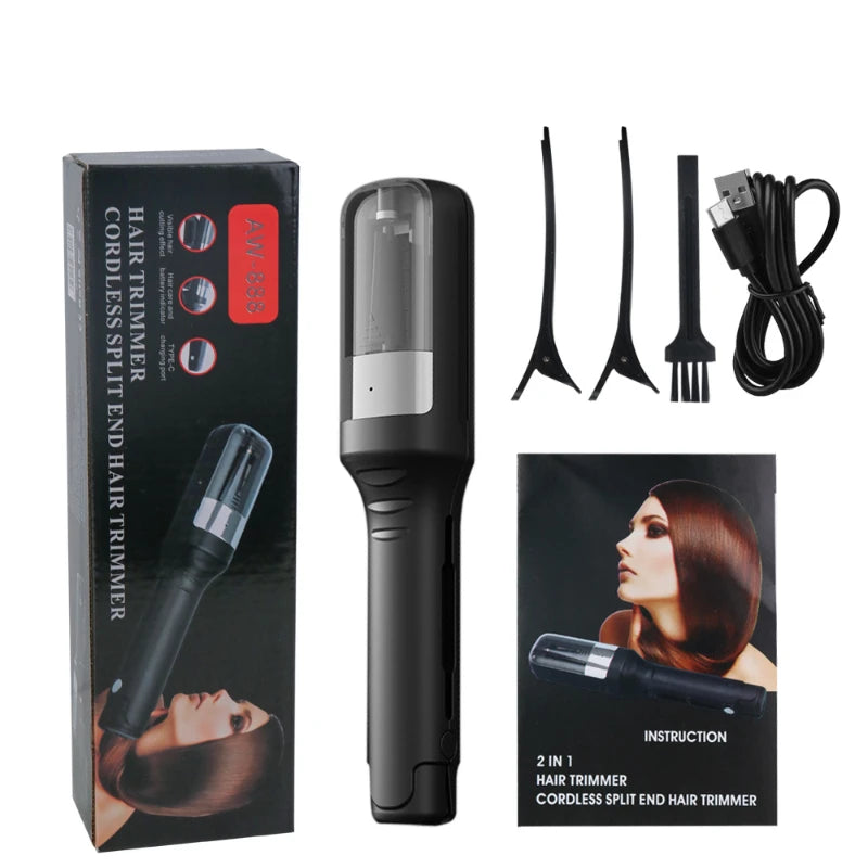 What is in the box: trimmer, 2 sectioning clips, cleaning brush, USB cable and instructions